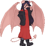 A demon woman with a calculating expression.